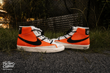 Load image into Gallery viewer, Orange, black and white custom Blazer sneakers by Fly Paper Customzz — view 2

